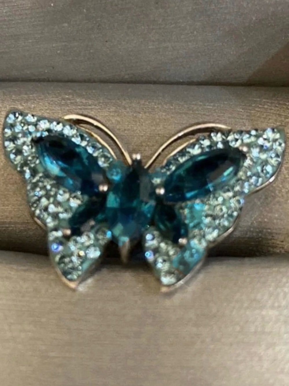 Aqua Crystal Butterfly Pendant